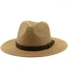 Beralar Basit Ebeveyn-Çocuk Panama Şapkaları Lady Beach Hat Kadınlar Geniş Memul Saman Adam Yaz Güneş Kapağı Fedora 54cm 56-58cm 59-61cm