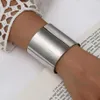 Exaggerated Big Heavy Metal Glossy Open Bangles Women Punk Big C Shape Gypsy Wide Cuff Armband Arm Bracelets Jewelry Steampunk