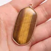 Charms Natural Stone Pendants Rectangle Semi-precious Edging Pendant Necklace For DIY Jewelry Making Size 23x43 Mm