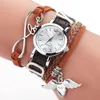 Montres-bracelets Duoya Marque Montres Pour Femmes De Luxe Argent Coeur Pendentif Ceinture En Cuir Quartz Horloge Dames Montre-Bracelet Bracelet Zegarek Damski