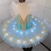 Dancewear Girls Led Light Professional Ballet Tutu Glow Ballerina Ballet Dress Kids Adult Luminous Birthday Party Dance Costume Dancewear 231124