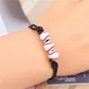 Braccialetti con ciondoli Stile sportivo Regolabile Inspirational Pallacanestro Calcio Rugby Pallavolo Corda intrecciata Bracciale Palla per regali da uomo