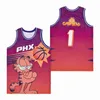 Basketball Phx Movie Jersey 1 Garfield 2004 Retro College for Sport Fans Pure Coton Black Blanc Purple Team Repree Breathable Vintage Pullover Hiphop Shirt Man