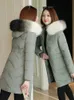 Women's Down Parkas Korean Slim faux päls krage jackor avslappnad vinter varm tjock abrigos quiltade överrock kvinnor bomull vadderad Parcas -kappa 231123