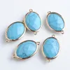 WOJIAER Natural Facted Gemstone Beads Double Hole Pendant Connector for Female Necklaces Jewelry Making BZ903