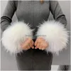 Fingerless Gloves Fingerless Gloves Women Faux Fur Cuffs Wristband Winter Warmer Arm Wrist Raccoon Sleeve Fluffy Oversleeve Drop Deliv Dhnxz