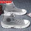 Kleding Schoenen Wnfsy Heren Gevulkaniseerd Britse Stijl Hoge Top Casual Sneakers Mannen Canvas Man Sport Skateboarden Zapatillas 231123