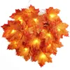 Julekorationer 236m Juldekoration Artificial Maple Leaf Leaves LED Light String Lantern Garland Home Party Diy Deco Halloween Yea 231124