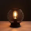 Table Lamps Desk Lamp Metal Wire Basket Cage Antique NightStand Vintage For Reading Living Room House Home