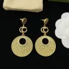 With Pouch Women Designer Stud Earrings Big Ring Pendant Luxury Style Gold Color Brass Engagement Earring