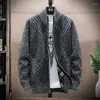 Hommes chandails Cardigan homme automne et hiver rayure pull manteau rue décontracté ample chaud fermeture éclair Chenille épais tricots pull