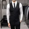 Erkek Yelekler S-7XL Erkek Moda Butik Düğün Takım Yelek İngiliz İnce Damat Partisi Performans Sosyal Erkek Bel Ceket