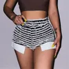 Neue sommerliche gestreifte Shorts für Damen mit hoher Taille und Kordelzug, lässige, sportliche Biker-Shorts, modische Y2k-Streifen-Shorts, Massenartikel, Großhandel für Kleidung 9774