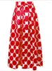 التنانير 2023 Retro Maxi Skirt Zipper High Weist Polka Dots مطبوعة السقوط غير الرسمي النساء الأنيق الطويل الأسود/الأزرق/الأحمر المطاط