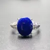 Anillo de lazuli natural de Afganistán, plata maciza 925, 10 mm x 12 mm, anillo de plata de lapislázuli de 5 quilates para mujer