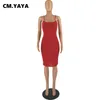 Casual Dresses CM. Elegant Ribbed Spaghetti Strap Sleeveless Bodycon Midi Dress For Women 2023 Summer Basic Bandage Knitted