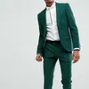 Abiti da uomo Eleganti Solidi Uomo Verde scuro Chic Scialle Risvolto Casual Abiti da laurea di Natale Formale Party Prom Wedding Tuxedo 2 pezzi