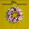 Faux Floral Greenery 50 cm Haustürkranz Rose Künstliche Blumen Girlande zum Aufhängen grüner Blätter draußen für Hintergrund Festival Party Fenster Urlaub 231123