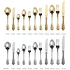 Zestawy naczyń stołowych 12PCS Retro Luksusowy Złoty Zetek Festiwal Wedding Straine Stołka stołowa ze stali nierdzewnej Silverware Flastuware Knife Fork Spoon