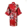 Women Solid Silk Srabe Ladies Satin Pajama bielizna śpiąca Kimono Bath suknia pjs.