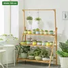 Vases Biumart High Quality Plant & Flower Pot Shelf Adjustable 3 Layer Bamboo Stand Rack Holder For Garden Storage