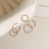 Cluster Rings Minar 5 Pieces/Set Minimalist Gold Color Alloy Set For Women Twisted Geometric Imitation Pearl Adjustable Open Charm