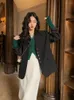 Women's Suits Insozkdg Women Stylish Single Breased Blazer Notched Collar Black Jacket Office Wear Formal Chic Coat Lady Harajuku