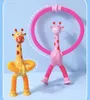 Suction cup giraffe ever-changing luminous cartoon telescopic children's baby educational parent-child interactive stretch tube decompression toy