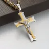 Gargantilhas Cruz Pingente Colar Moda Masculino Jóias Na moda Prata Cor Ouro Cor Aço Inoxidável Grosso Link Byzantine Chain Gargantilha 231124