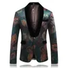 Herrdräkter blazers män blazer polyester material enkel knapp England stil mode kontrast svart krage i paisley marmor mönster