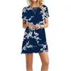 Casual Dresses Summer Dress 2023 Kvinnor Knäslängd Flödande mini lyxstrand Kortärmad blommig kvinnlig Vestidos Para Mujer