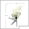 Wedding Flowers Wedding Flowers Groom Groomsman Boutonniere Artificial Flower Cor Man Suit Brooch Clipon For Bridal Party Decoration D Dhr1W