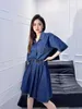 Tricots pour femmes Tees designer 23 nouvelles chemises en denim courtes brodéesdemi-jupe lavage doux poches confortables lettres LHNU