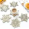 Christmas Decorations 5pcs/Lot Assorted Ornament Wooden Snowflakes 12cm Wood Cup Mat For Home Wedding DIY Accessori