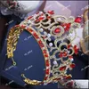 With Tiaras Bridal Gold Vintage Red Crystal Bride Wedding Hair Accessories Crown For Girl 2504 Y2 Drop Delivery Jewelry Dhave