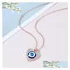 Pendant Necklaces Evil Eye Pendant Necklace Turkish Protect Lucky Necklaces For Women Heart Crystal Blue Eyes Pendants Jewelry Drop De Dhayh