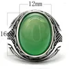 Anillos de racimo Piedra verde 925 Anillo de plata esterlina para hombres Oval Natural Onyx Bellamente grabado Diseño Vintage Joyería de lujo