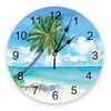 Wall Clocks Hand Painted Tropical Plants Palm Trees Clock Living Room Decor Modern Design Home Decore Digital