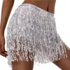 Skirts Women Sexy Belly Skirt Sequined Fringe Miniskirt with Adjustable Waist Straps Mini Skirt for Dance Performance Rave Party 231124