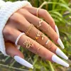 Band Ringen 5 Stuks 10 Stuks Imitatie Parel Blad Bloem Set Voor Vrouwen Vlinder Vinger Ring Metalen Knuckle Sieraden 231123