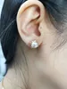 Au750 véritable perle d'eau douce rose solide boucles d'oreilles or bijoux fins pour les femmes