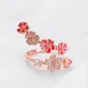 Wedding Rings Fashion Creative Open Exquisite Plum Blossom Enamel Luxury Jewelry Charm Women Rose Golden Ring Valentines GiftsWedding Rita22