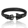 MKENDN Anchor Bracelets Men Double strand Nautical Survival Rope Paracord Bracelet Women Black Stainless Steel Sport Buckle 220726