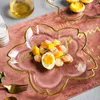 Plates Creative Gold Stroke Glass Sakura Plate Japanese Modern Fruit Salad Bowl Living Room Decoration Afternoon Dessert