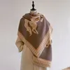 Szaliki 2023 Ciepły luksusowy projektant kaszmirowy szalik Kobiety grube szal i owijanie damskich koc koń zima paszmina bandana bufanda