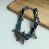 Choker pentagram jeans halsband nisch söt cool krydd flicka vintage benkedja y2k mode