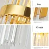 Vägglampa kristall modern enkel vardagsrum sovrum sovrum guld sconce ljusarmaturer heminredning led spegelbelysning