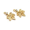 Charms 2pcs Brincos de folhas 24k Pingente de latão com cor de ouro de 24k 17x10mm mm