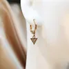 Hoop Earrings WTLTC Vintage Dangling Triangle Charms For Women Drop Small CZ Huggies Minimal Geometrical Tiny