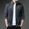 Camisolas masculinos Autumn Winter Sweater Masculino Cardigan Fashion Casual Casual Casual Casa Listrada Jaqueta de Lão de Fleece Warm Wear